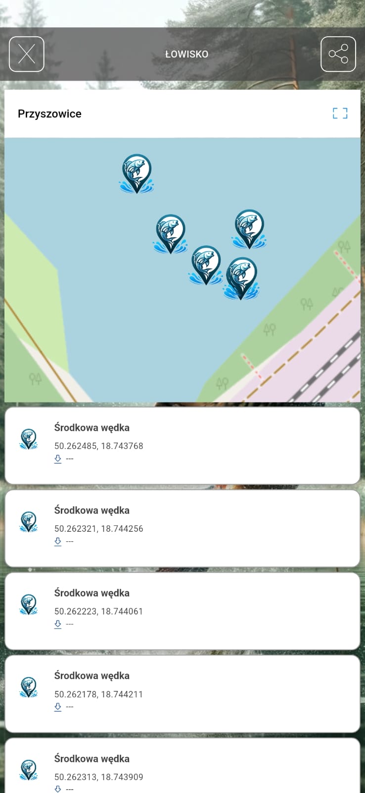 GPS do łódki zanętowej - udostępnianie punktów GPS między użytkownikami