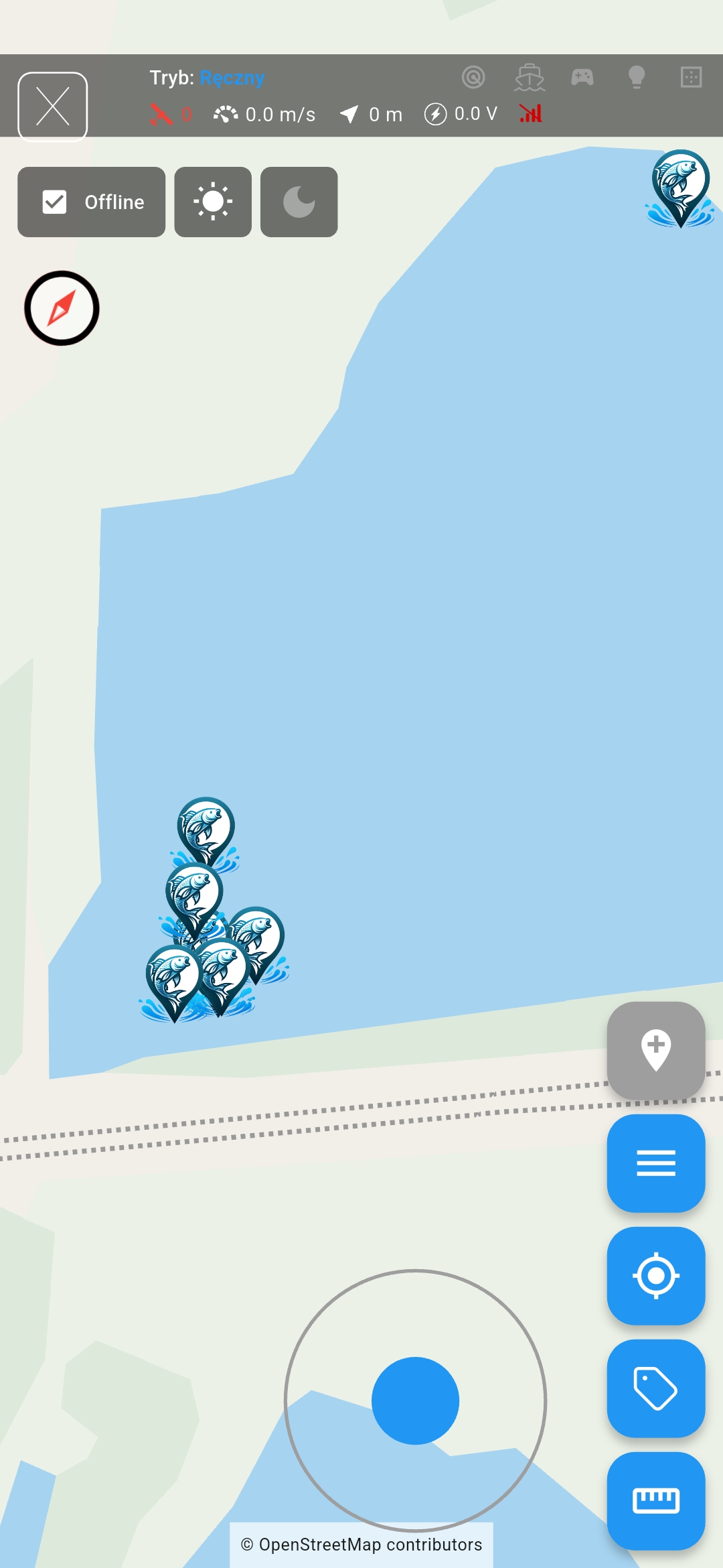 EXTREME ONE tryb dzienny mapy offline aplikacja do łódki zanętowej autopilot GPS bez internetu